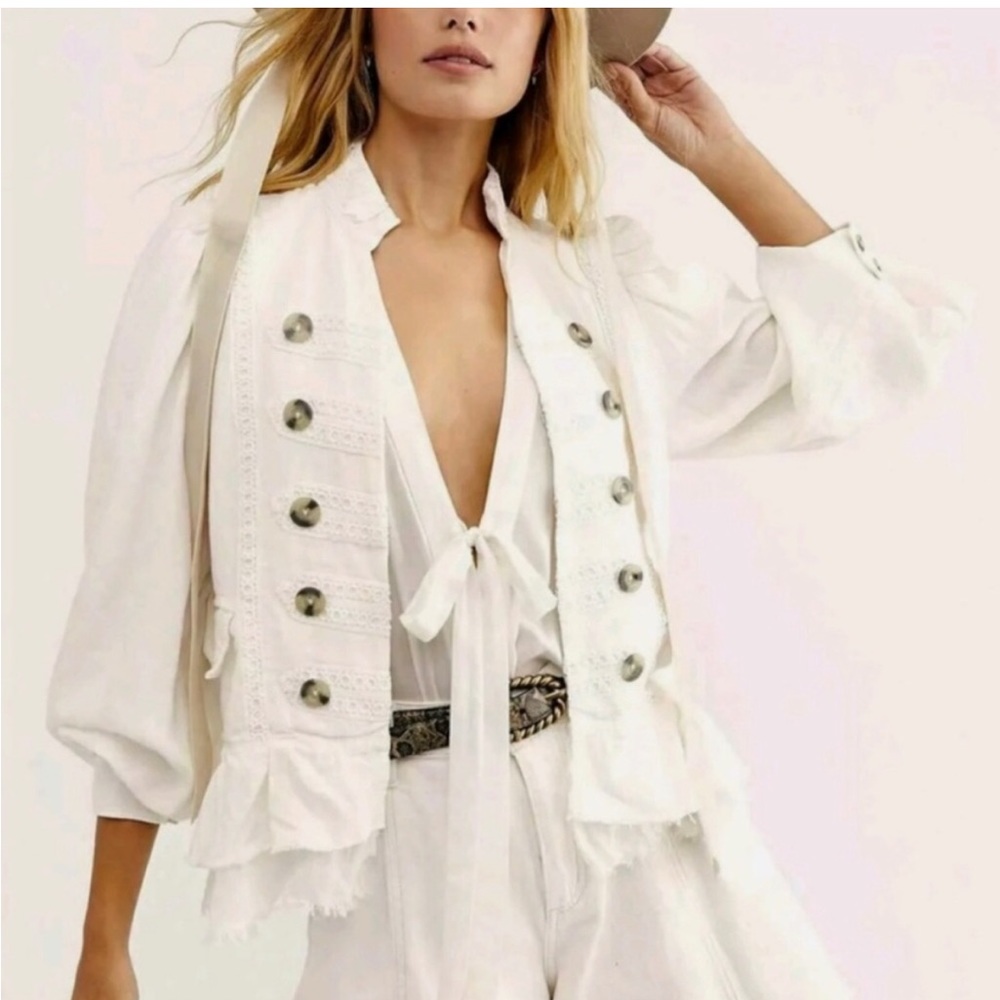 Free People Ariana Military Linen Jacket
